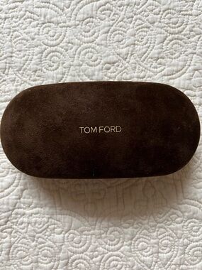 Tom Ford Brown Suede Sunglasses Case with Gold Logo